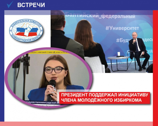 Президент России поддержал предложение члена регионального молодежного избиркома 