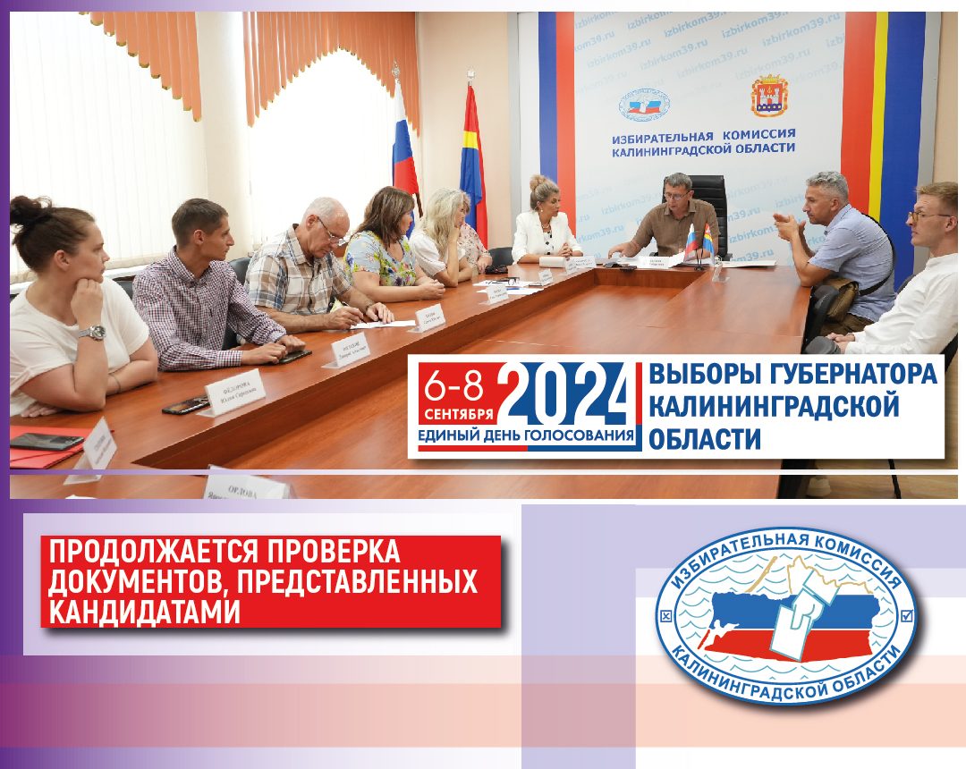 Рабочая группа Облизбиркома продолжает проверку документов, представленных кандидатами на должность Губернатора Калининградской области для регистрации