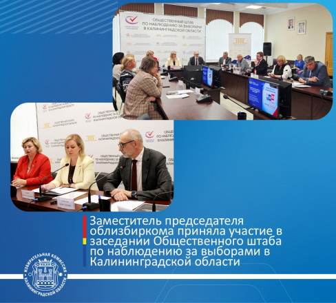 Заместитель председателя облизбиркома приняла участие в заседании Общественного штаба по наблюдению за выборами в Калининградской области